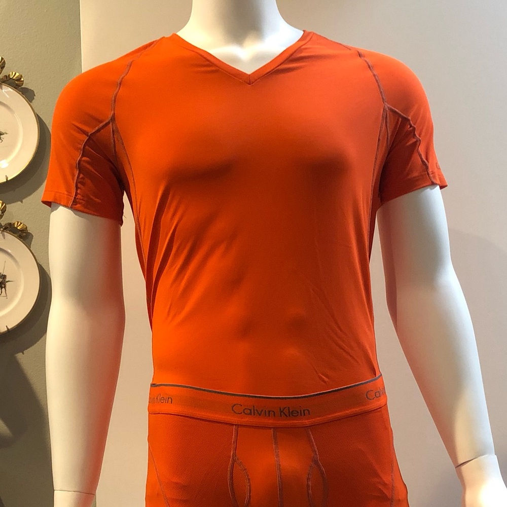 NWOT Calvin Klein Athletic Stretch Deep V Shirt
